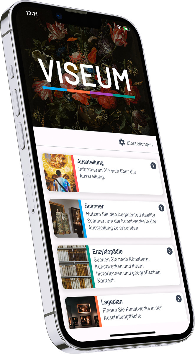 Page d'accueil de l'application Viseum sur un écran d'iPhone